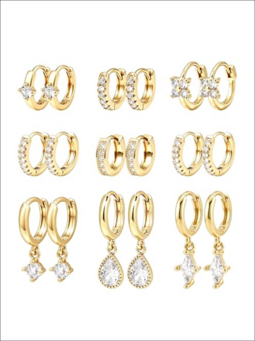 14K Gold Plated Chunky Hoop Earrings Set for Women Hypoallergenic Lightweight